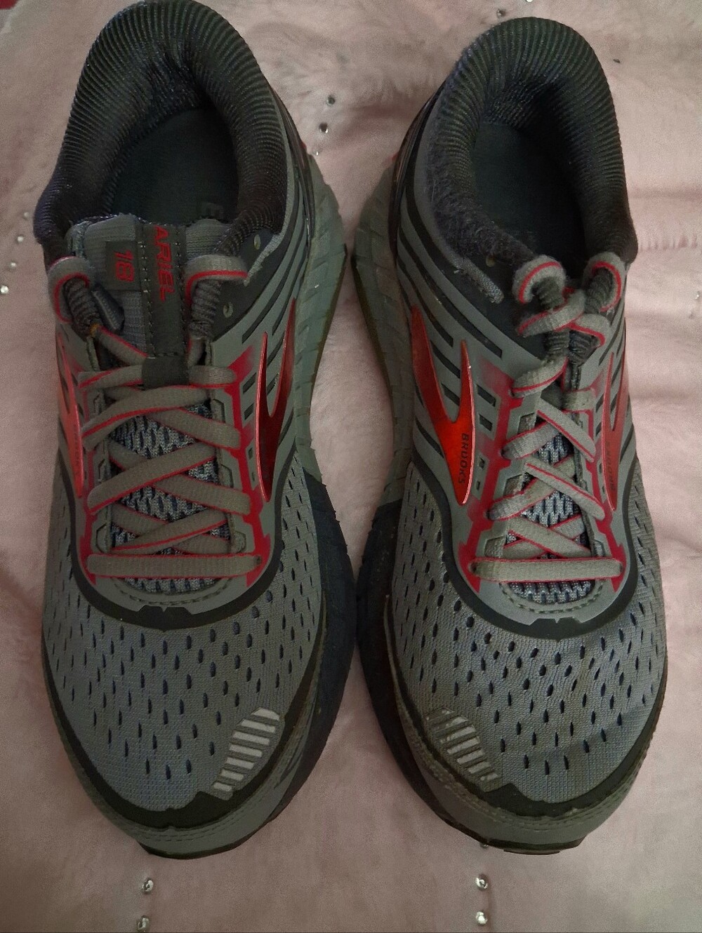Brooks Gray and Red Men's Athletic Running Shoes